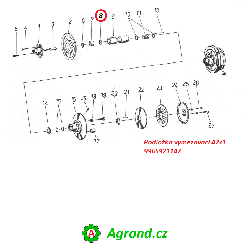 Podložka vymezovací 42x1 083/08 9965921147 Fortschritt MDW 525