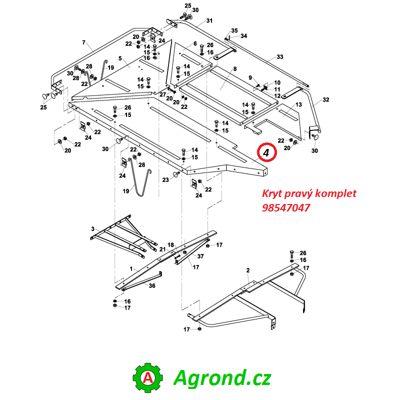 Kryt pravý komplet 13/04 98547047 CM-164
