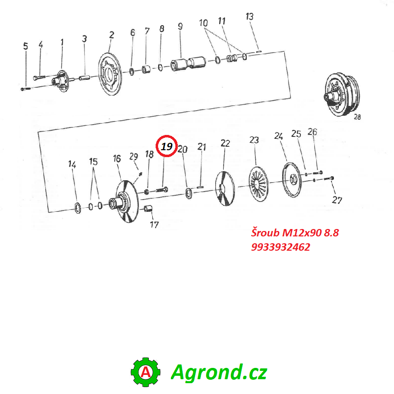 Šroub M12x90 8.8 083/19 9933932462 Fortschritt MDW 525