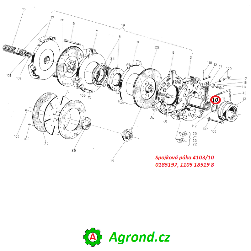 Spojková páka 4103/10 0185197 Fortschritt ZT 320, ZT 323, ZT 325
