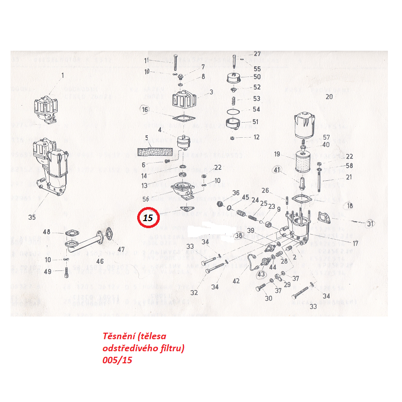 Těsnění tělesa odstředivky 005/15 1201679185 Motor IFA