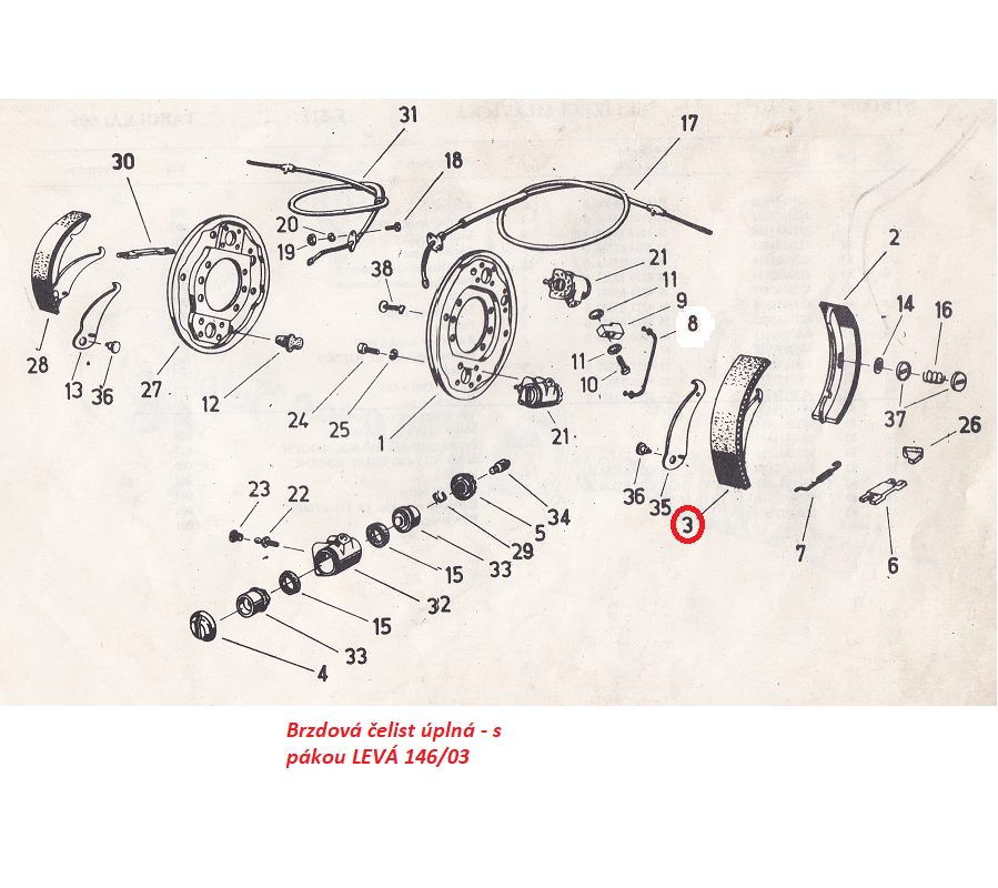 Brzdová čelist úplná - Levá 176/03 4221658581 Fortschritt E 521