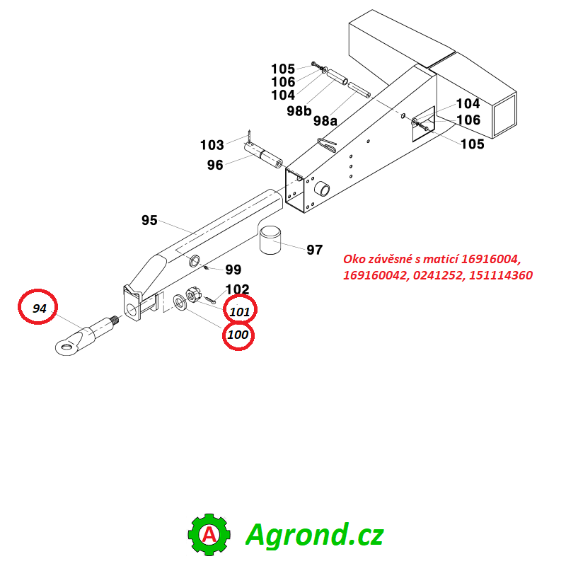 Oko závěsné s maticí 06/94 16916004 RA-80, RA-100