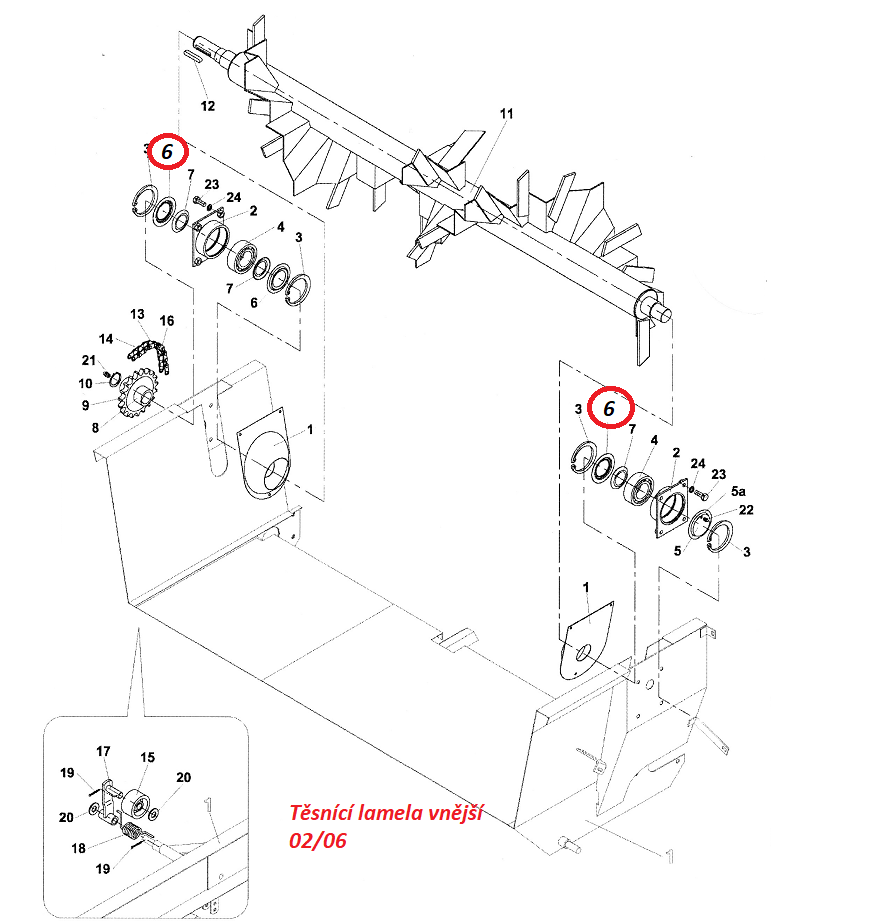 Těsnící lamela vnější 02/06 03847226 RUR-55