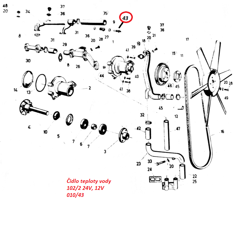 Čidlo teploty vody 102/2 24V, 12V 010/43 9019876041