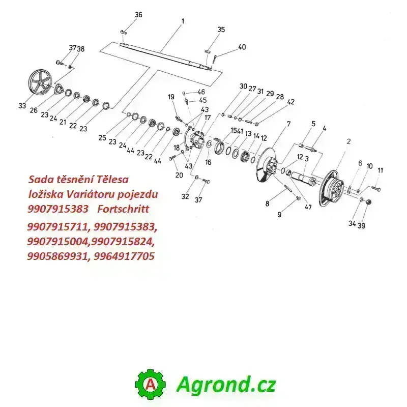 Sada těsnění Tělesa ložiska Variátoru pojezdu HS 27 061/00 9907915383 Fortschritt E 521