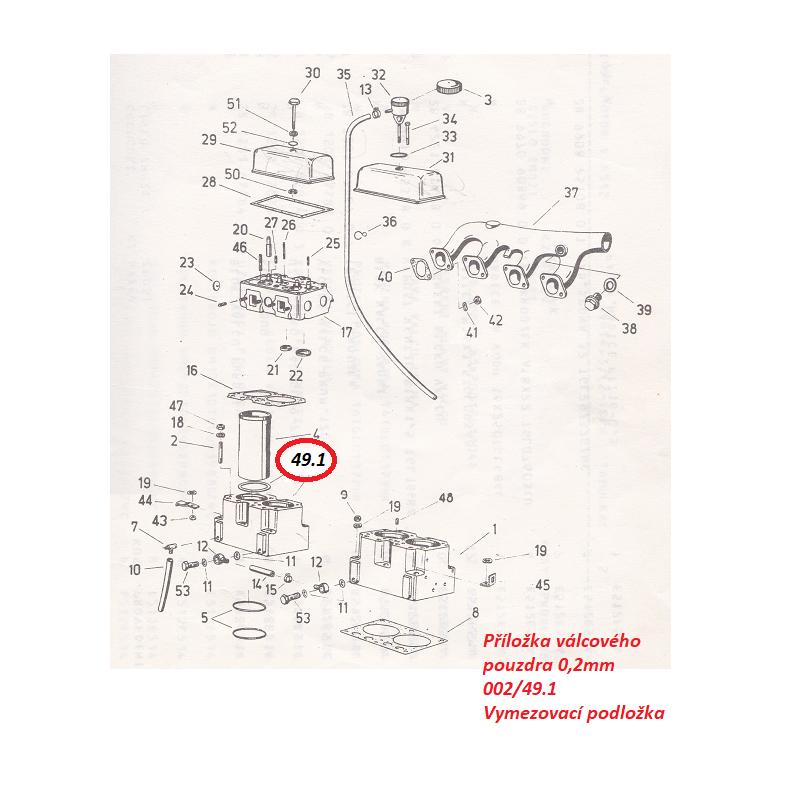 Příložka válcového pouzdra 0,2 mm 002/49.1