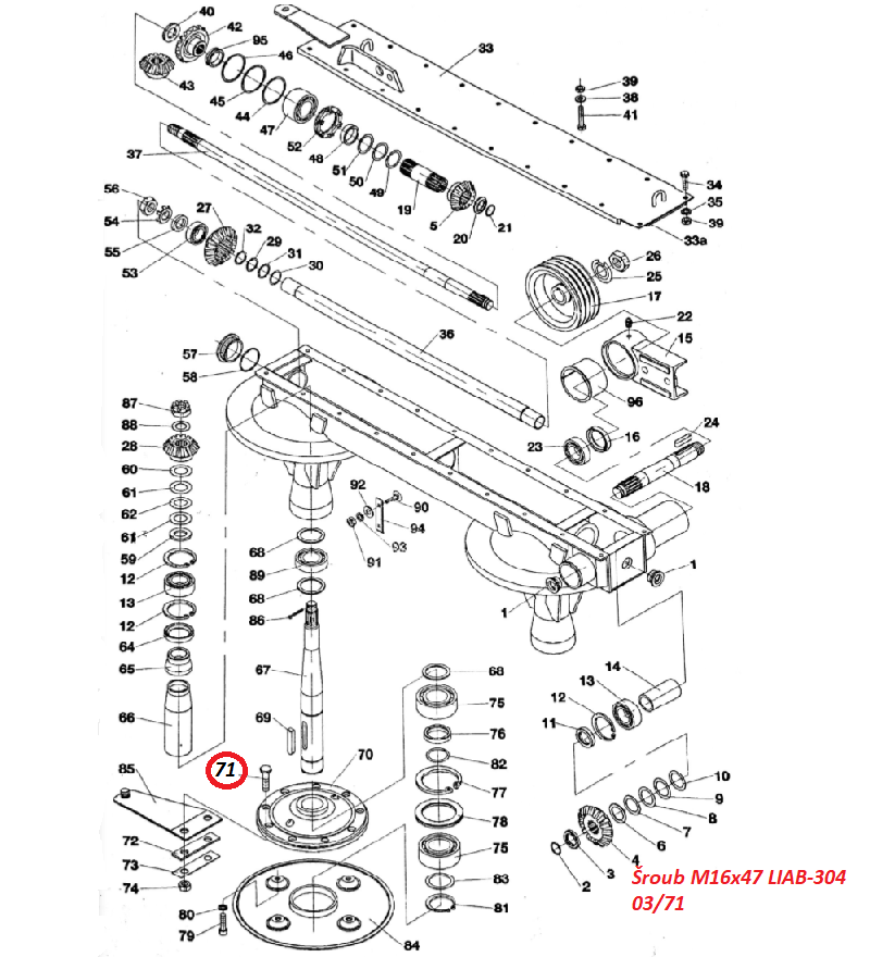 Šroub M16x47 LIAB-304 03/71 0035893 ŽTR-165