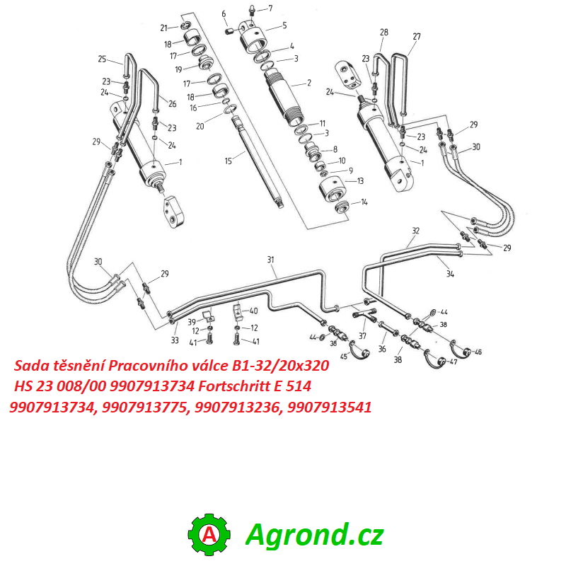 Sada těsnění Pracovního válce B1-32/20x320 HS 23 008/00 9907913734 Fortschritt E 514