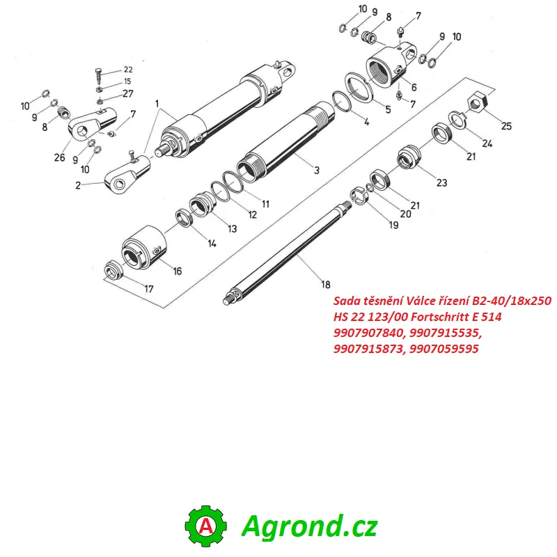Sada těsnění Válce řízení B2-40/18x250 HS 22 123/00 9907907840 Fortschritt E 514