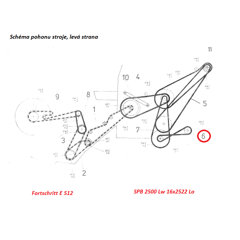 SPB 2500 Lw 16x2522 La Úzký obalovaný řemen Rubena 63/04 9911861508 Fortschritt E 514