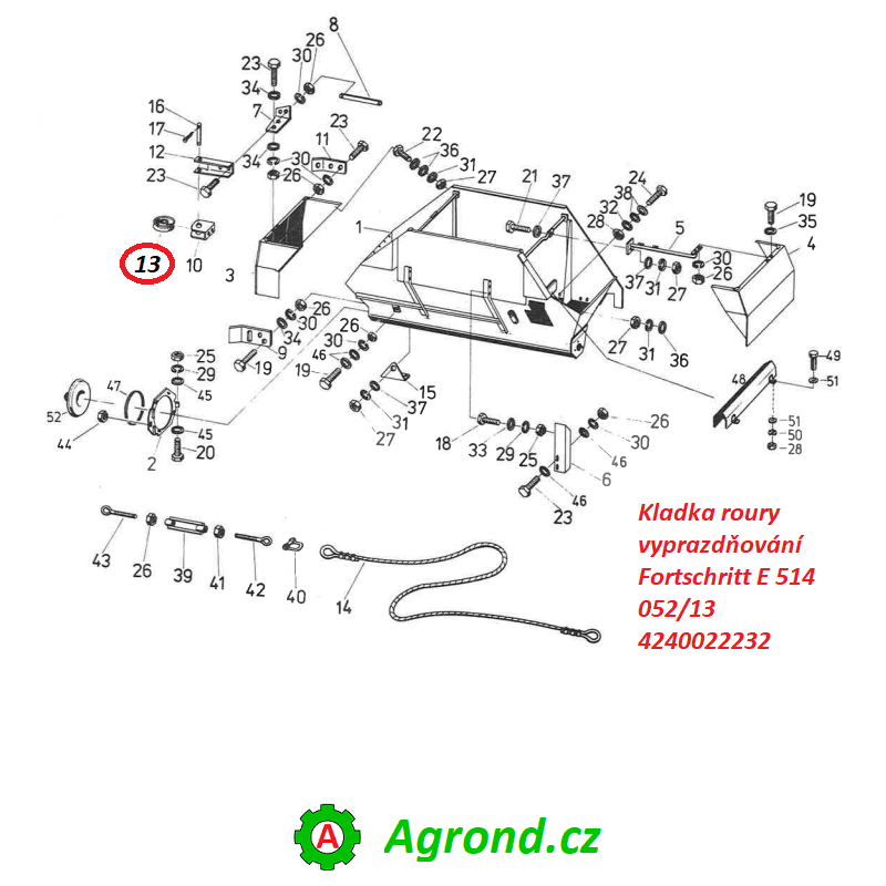 Kladka roury vyprazdňování 052/13 4240022232 Fortschritt E 514