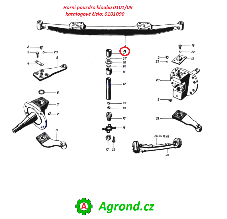 Horní pouzdro kloubu 29,5x38x47,5 mm 0101/09 0101090 IFA W50