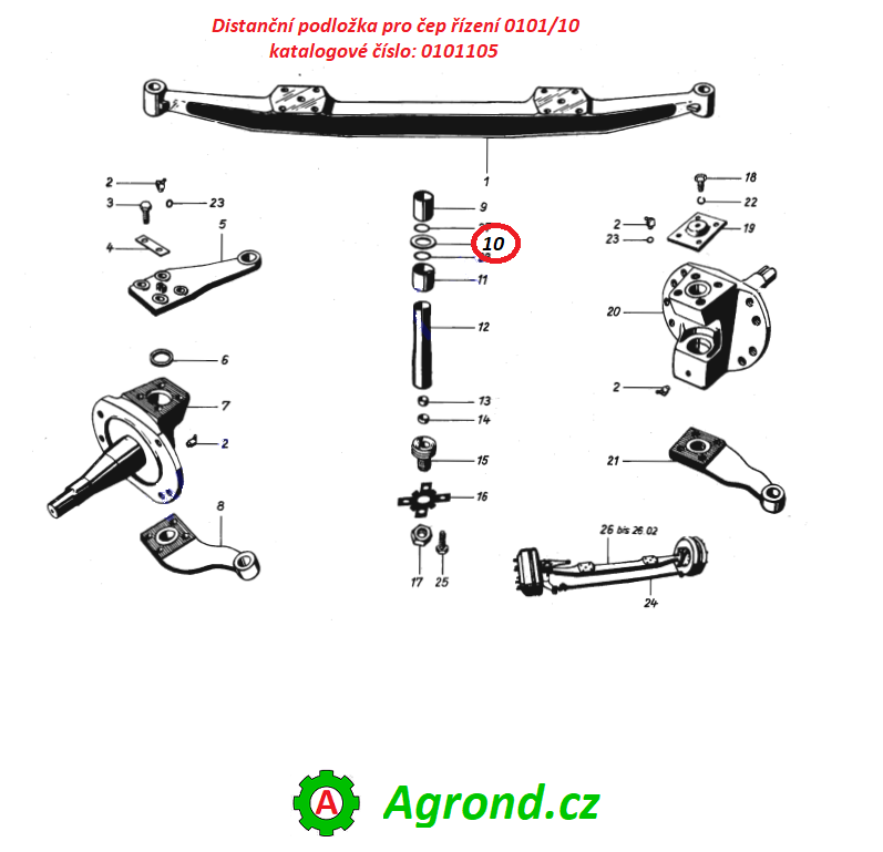 Distanční podložka pro čep řízení 0101/10 0101105 IFA W50