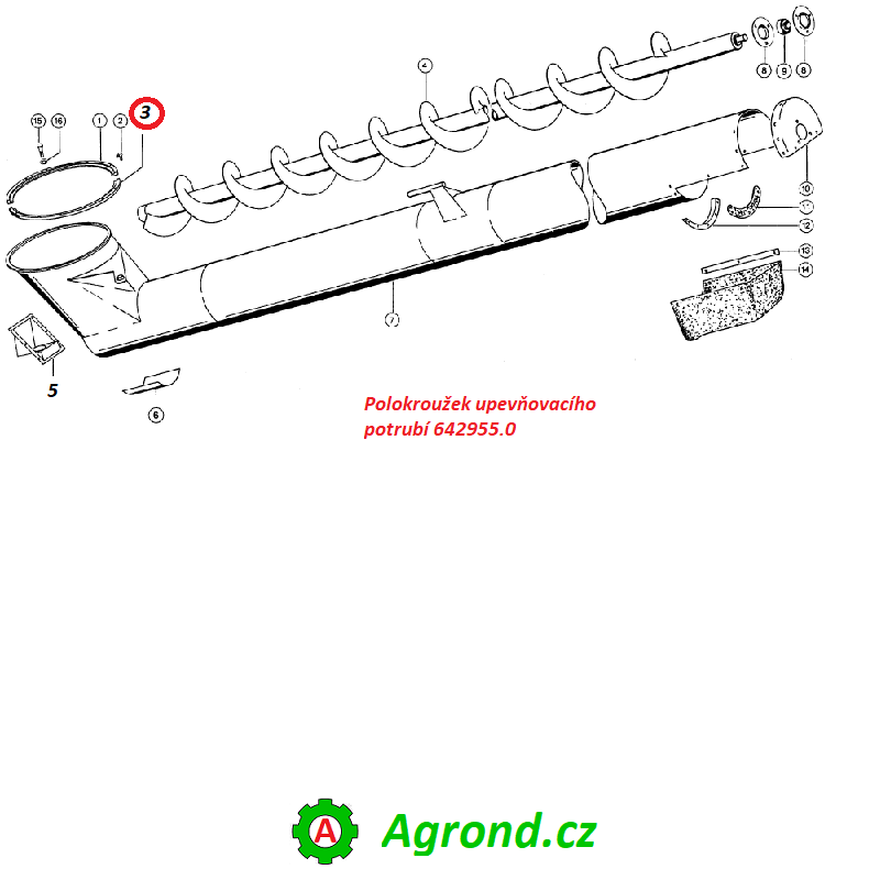 Polokroužek upevňovacího potrubí 642955.0 Claas