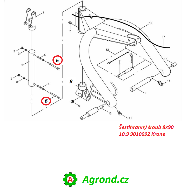 Šestihranný šroub 8x90 10.9 9010092 Krone
