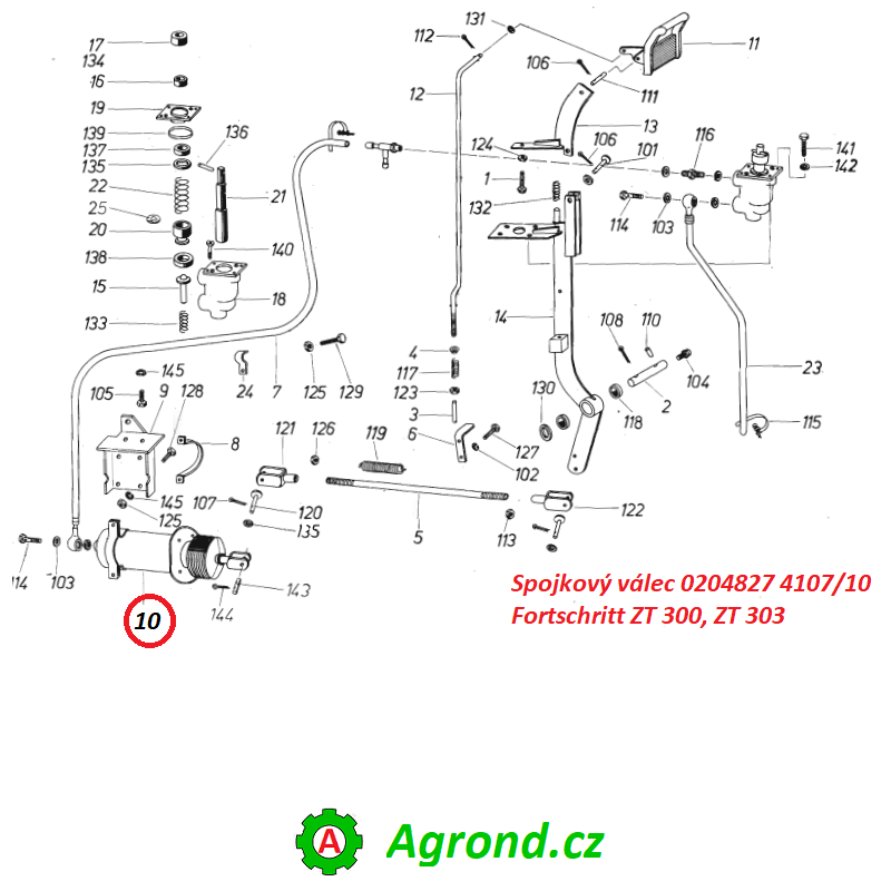 Spojkový válec 0204827 4107/10 Fortschritt ZT 300, ZT 303