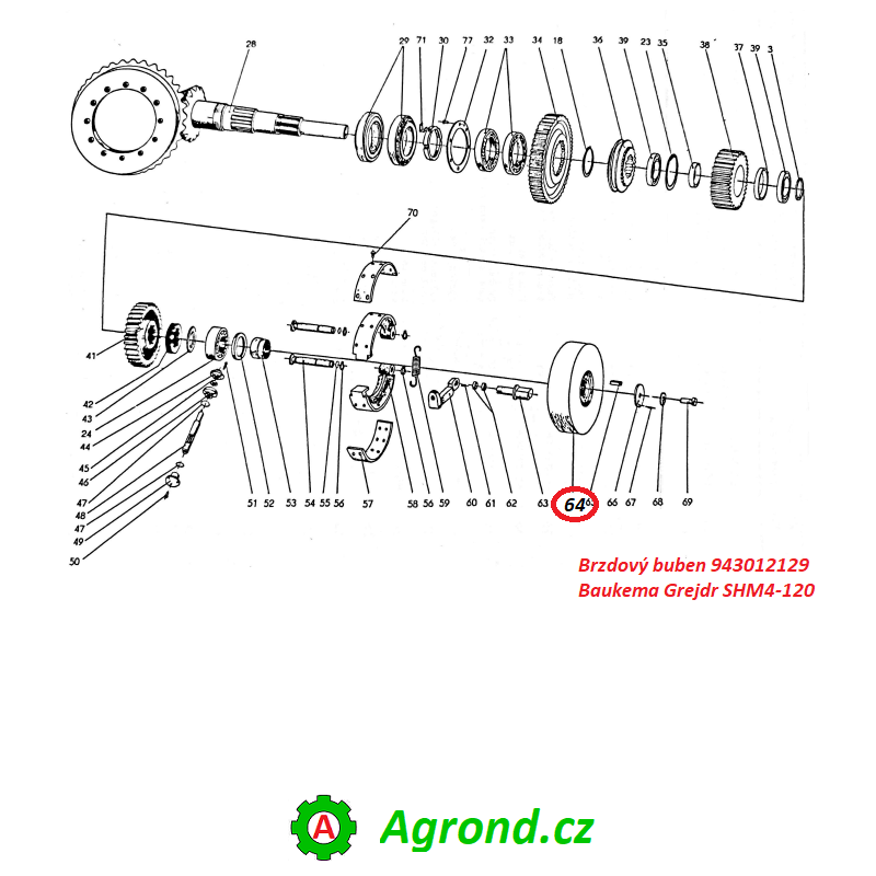 Brzdový buben 943012129 Baukema Grejdr SHM4-120