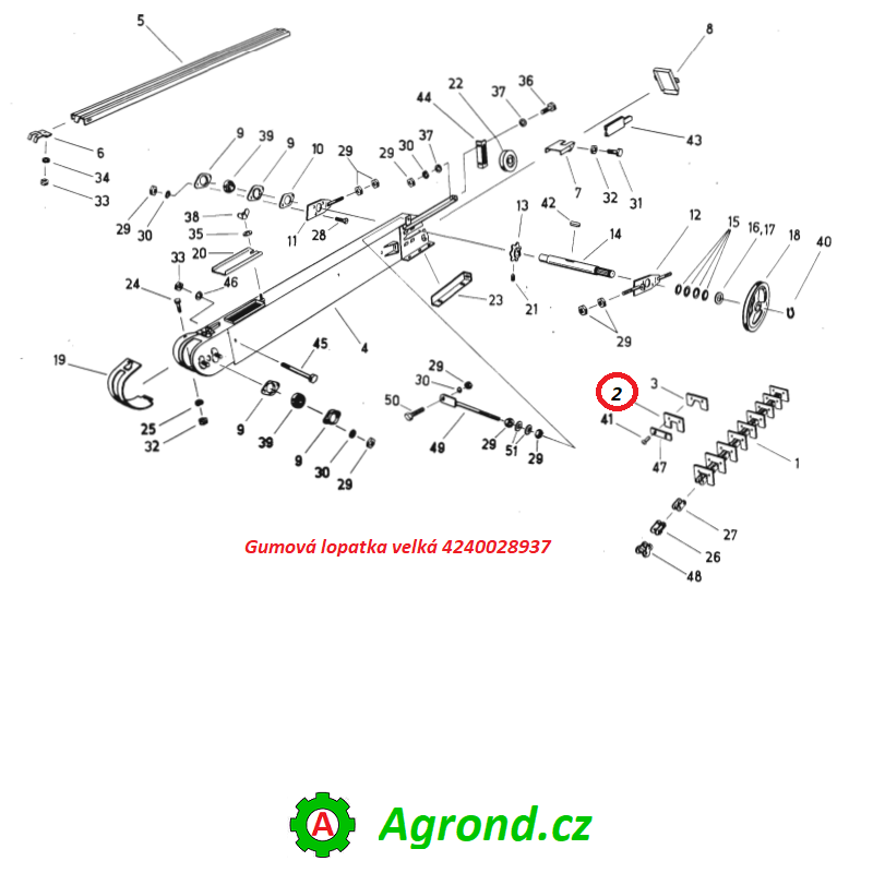 Gumová lopatka velká 4240028937 040/02 Fortschritt E 516