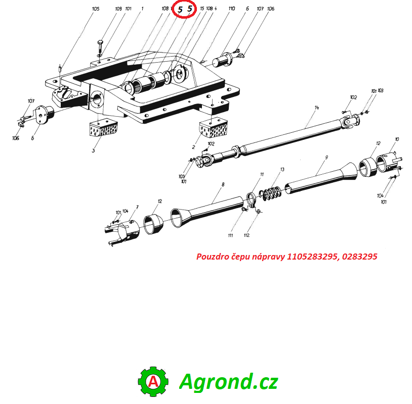 Pouzdro čepu nápravy 5114/05 1105283295 Fortschritt ZT 320, Fortschritt ZT 323