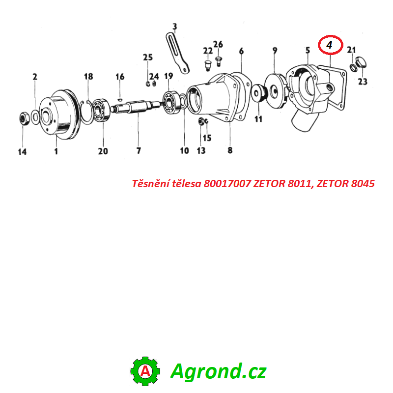 Těsnění tělesa 80017007 ZETOR 8011, ZETOR 8045