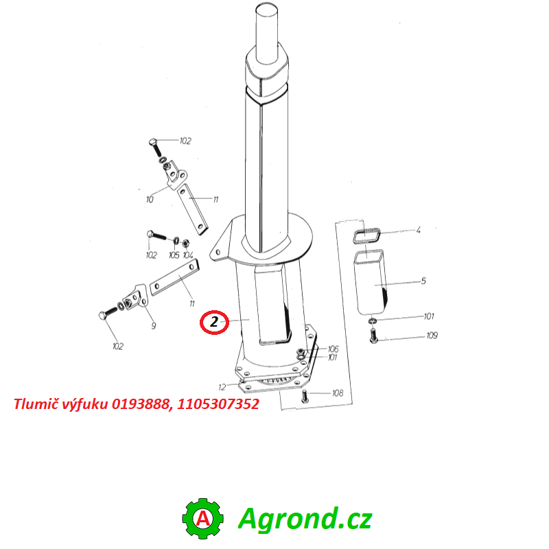 Tlumič výfuku 6501/02 0193888 Fortschritt ZT 300, ZT 303
