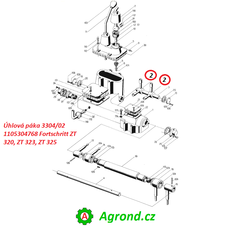 Úhlová páka 3304/02 1105304768 Fortschritt ZT 320, ZT 323, ZT 325