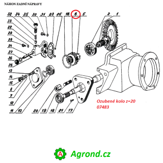 Ozubené kolo z=20 13/04 07483 Malotraktor MT8-132.2