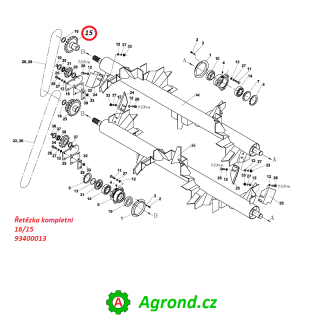 Řetězka kompletni 16/15 93400013 RA-80, RA-100